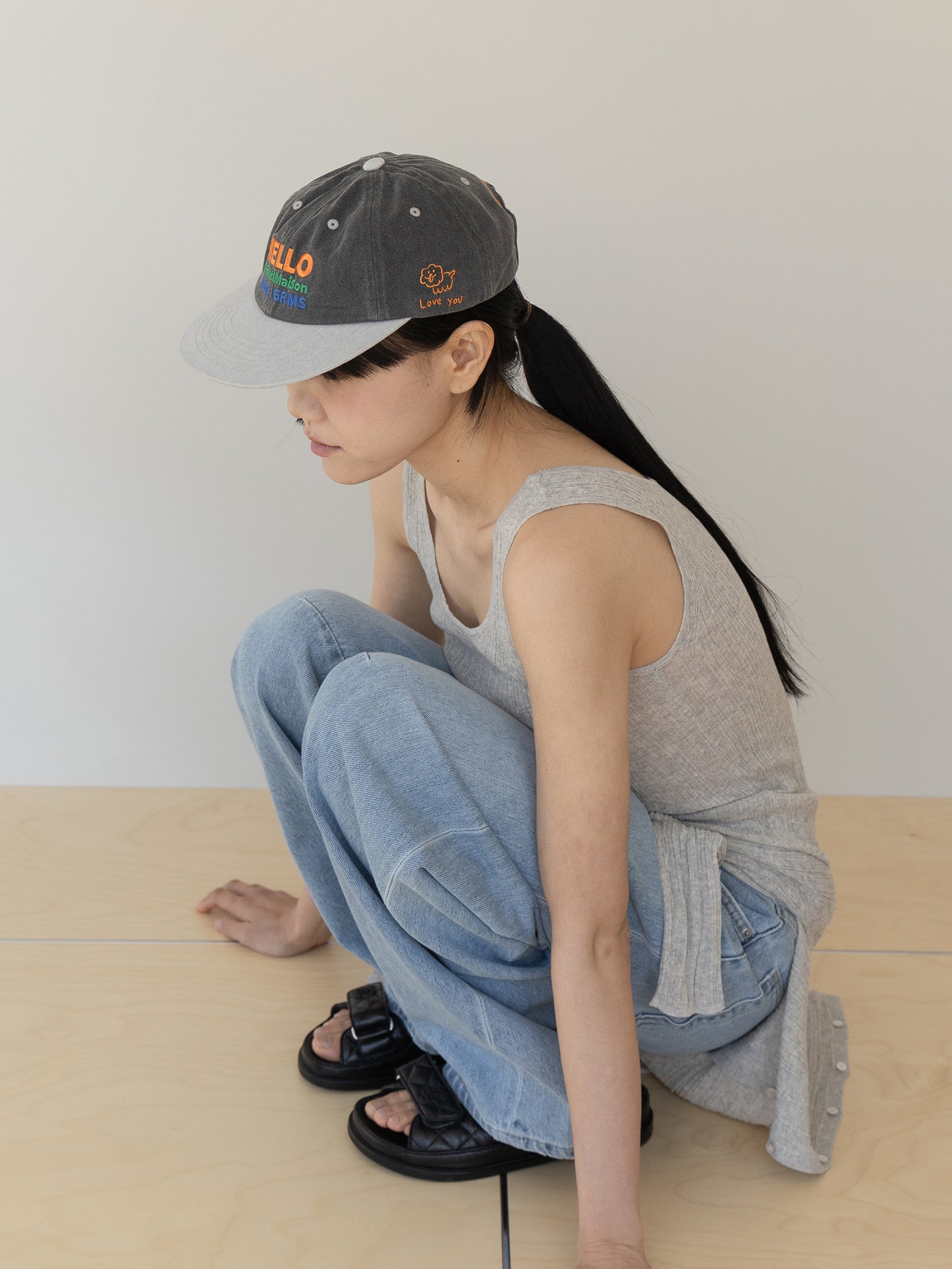 Grand Maison Washed Ball Cap - Charcoal