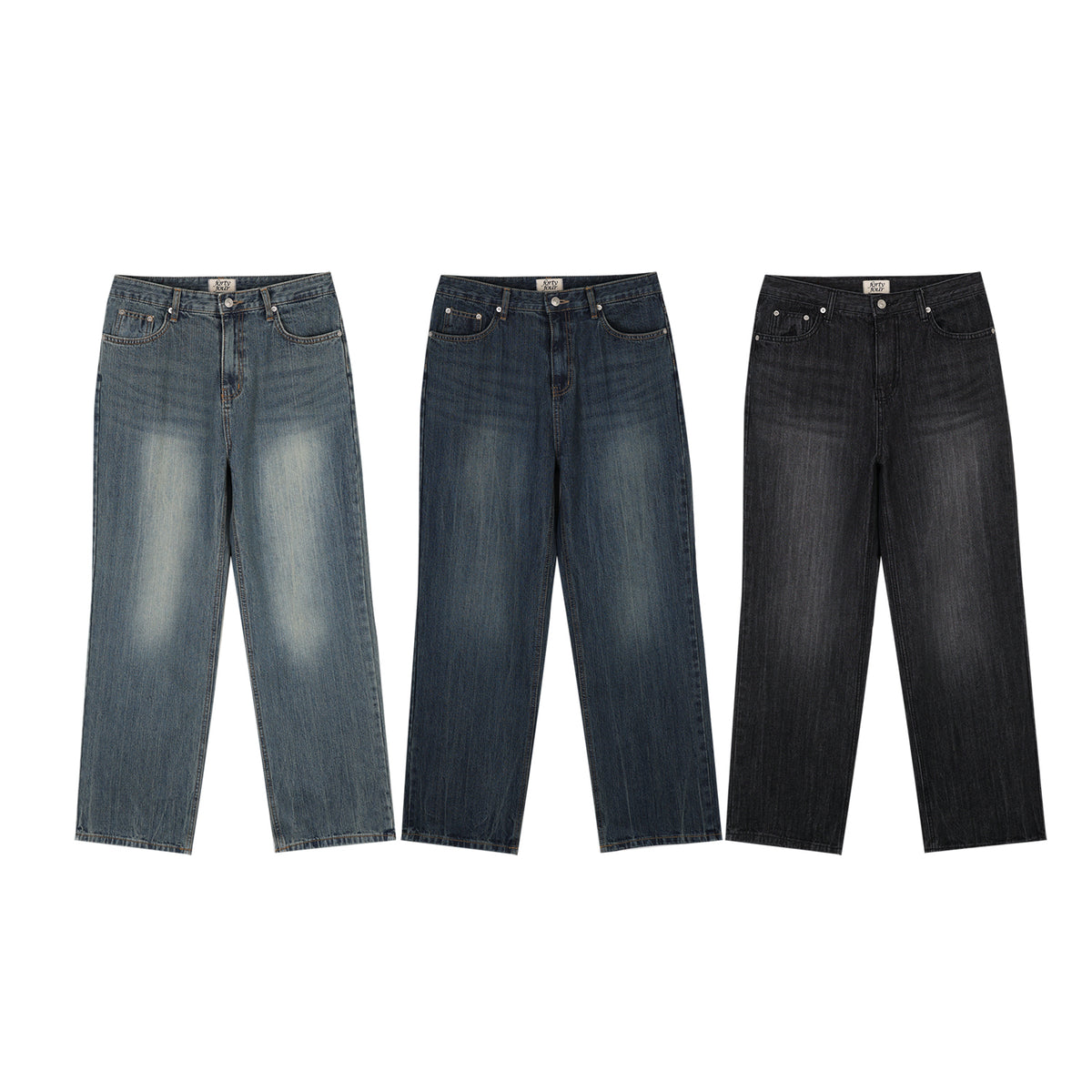 Washed Jeans MID BLUE DEEP BLUE BLACK