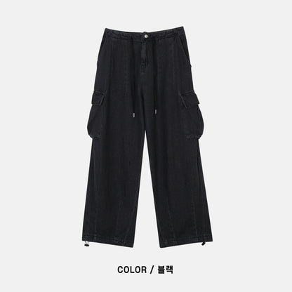 Denim Terry Cargo Pants BLACK