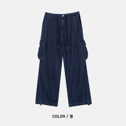 Denim Terry Cargo Pants DEEP BLUE