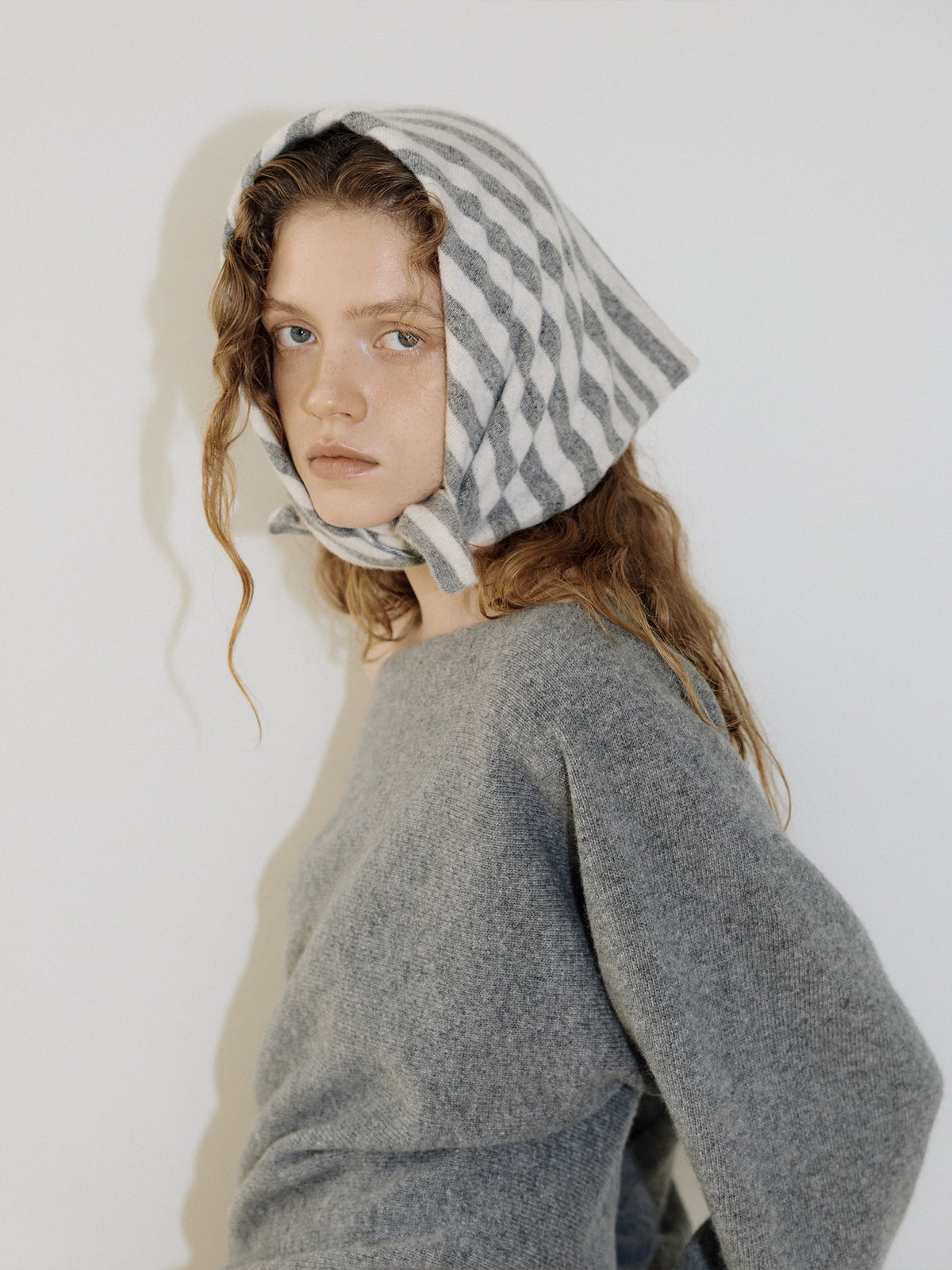 Stripe Square Scarf - Gray 2