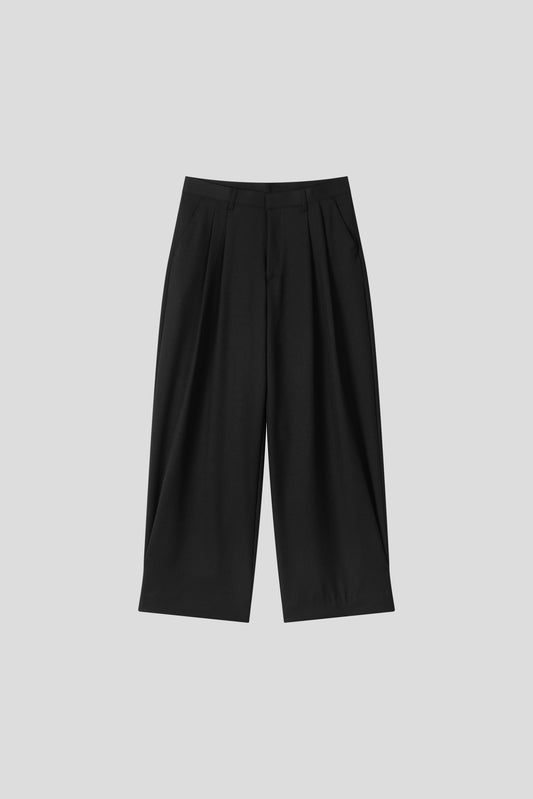 Luen Plain Wide Trousers BLACK