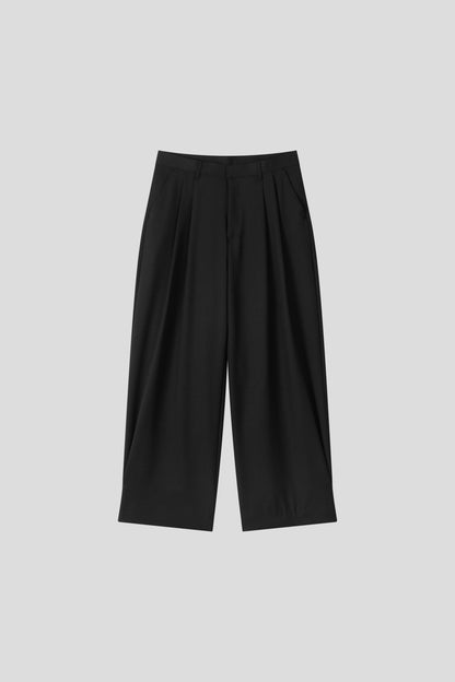 Two-Tuck Wide Slacks BLACK