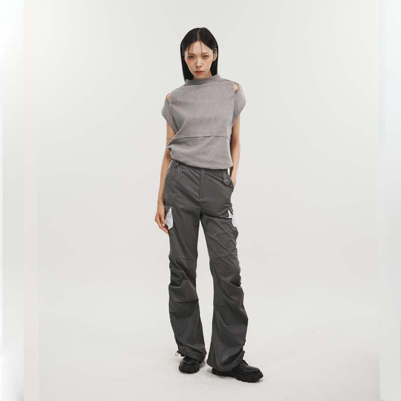 MOCK NECK SLIT TOP
