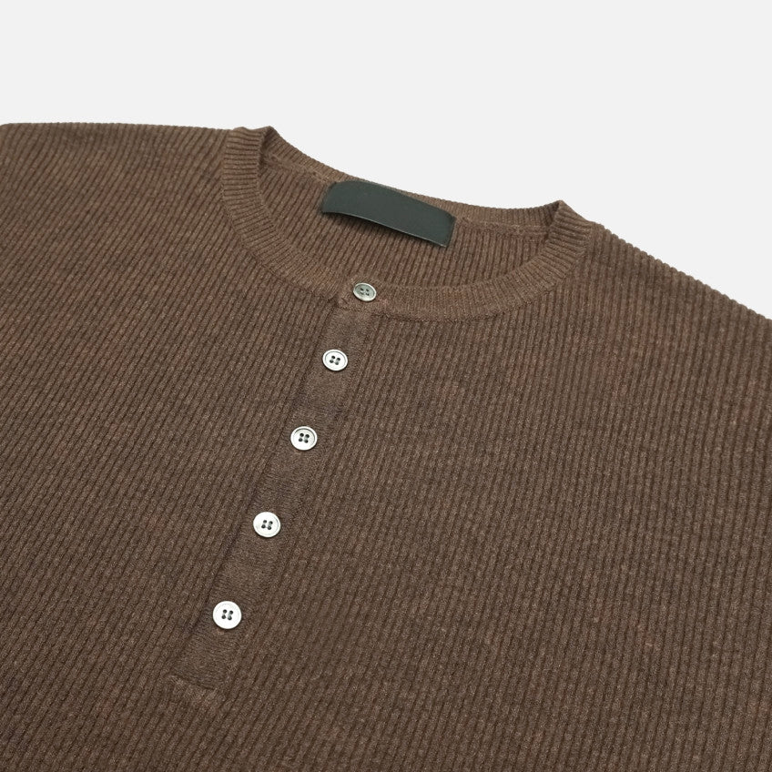Ribbed Henley Knit collar detail