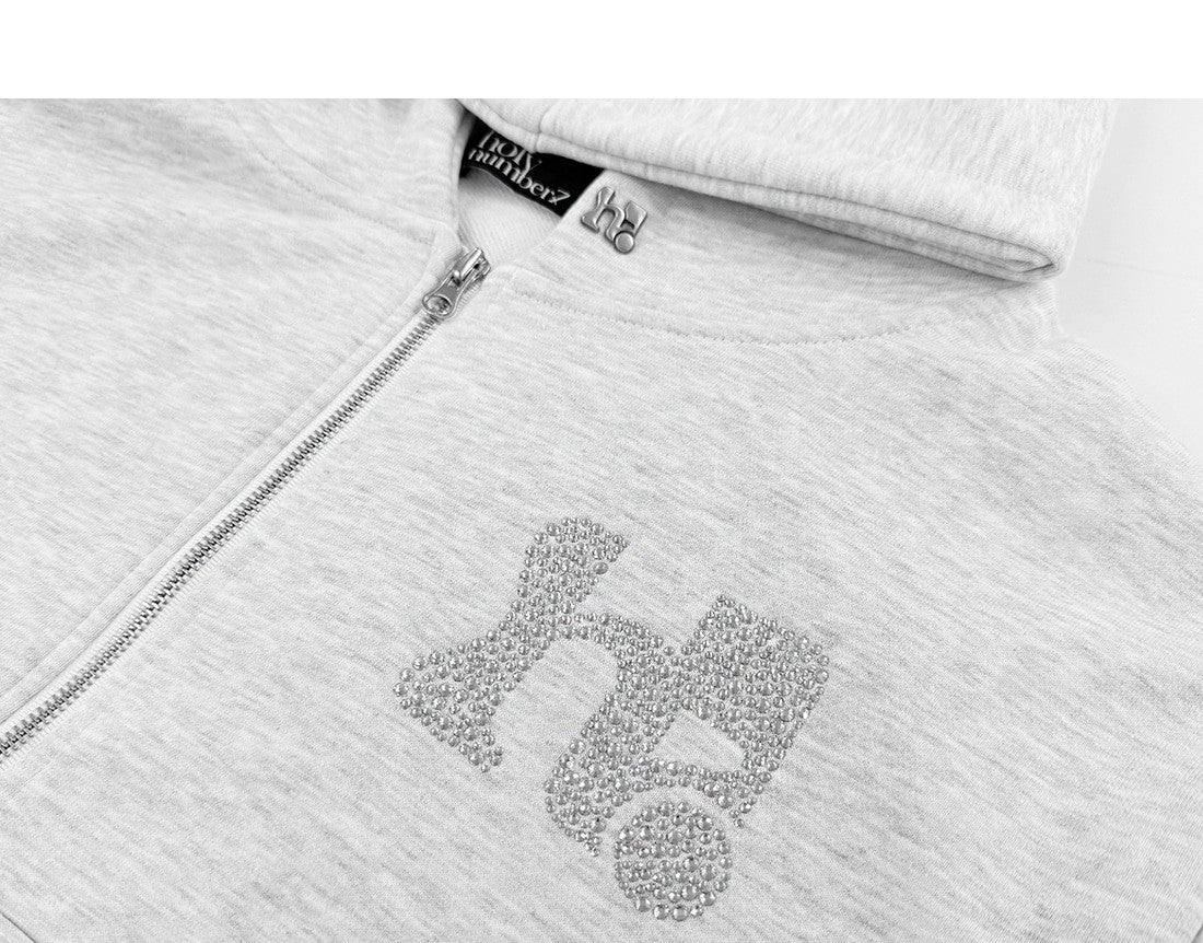 Holy Symbol Oversized hooded zip-up WHITE MELANGE ディテール1