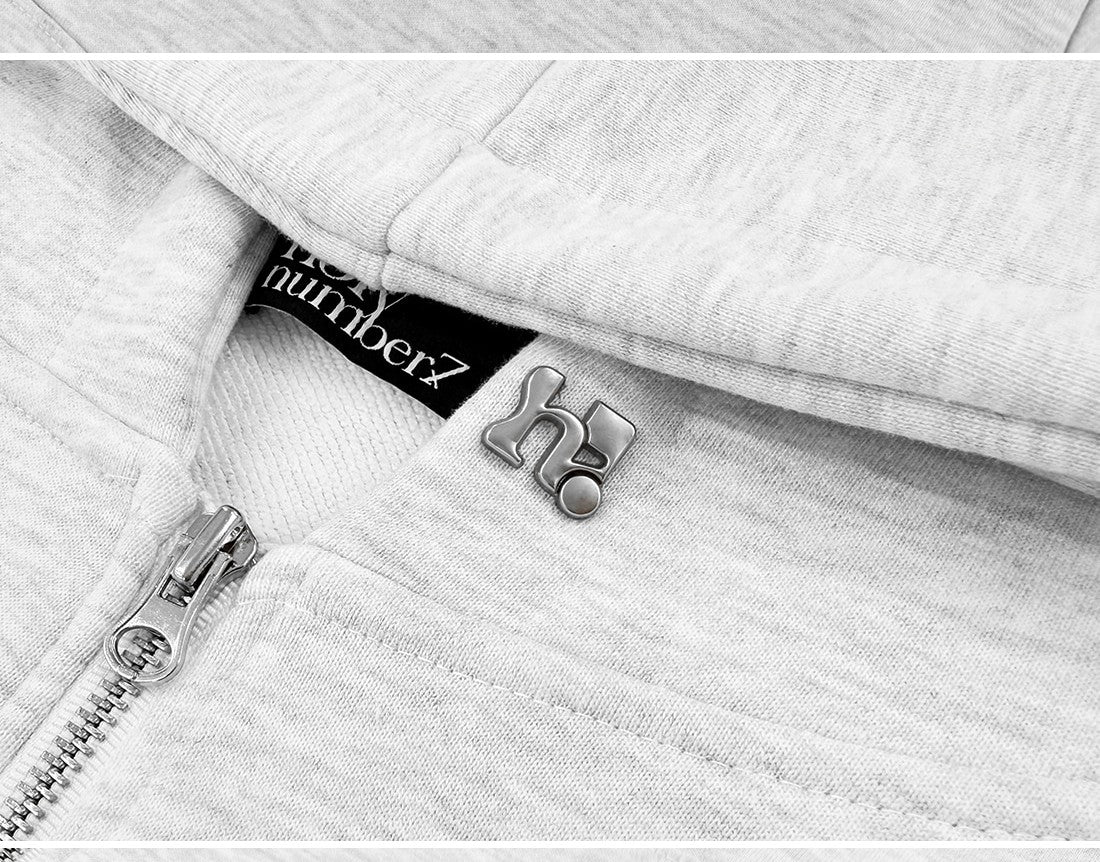 Holy Symbol Oversized hooded zip-up WHITE MELANGE ディテール2
