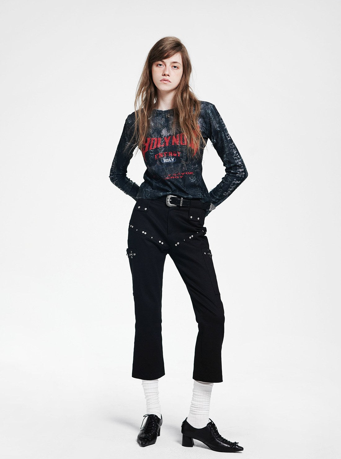 Holy Red Point Lettering Long Sleeve