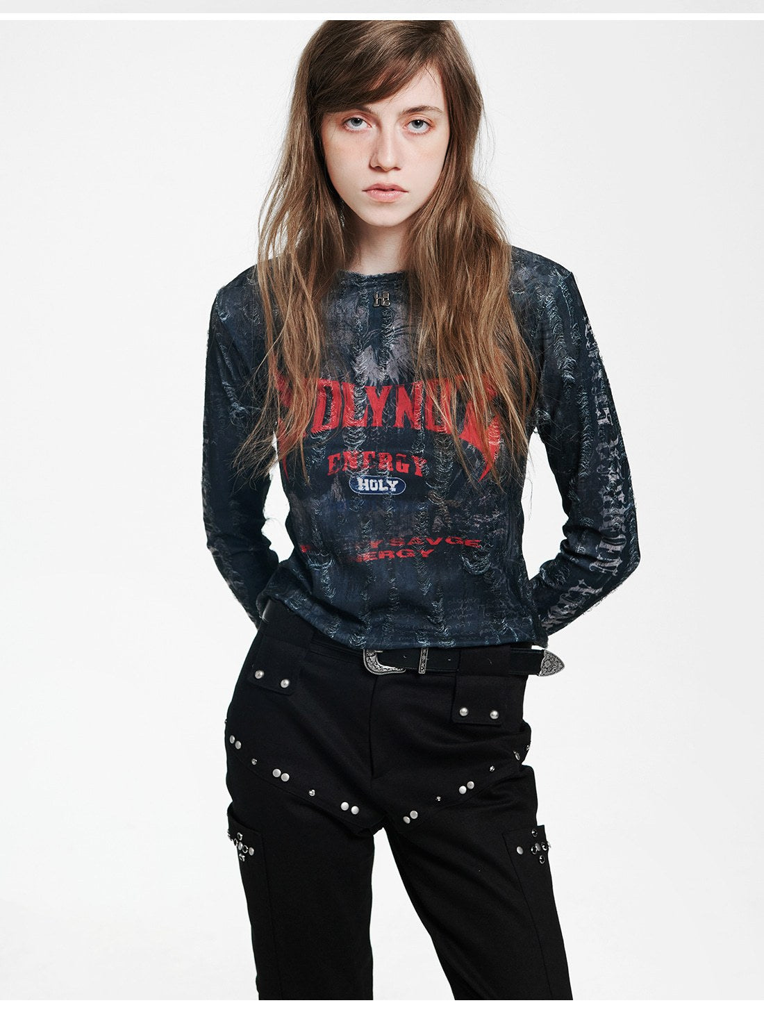 Holy Red Point Lettering Long Sleeve