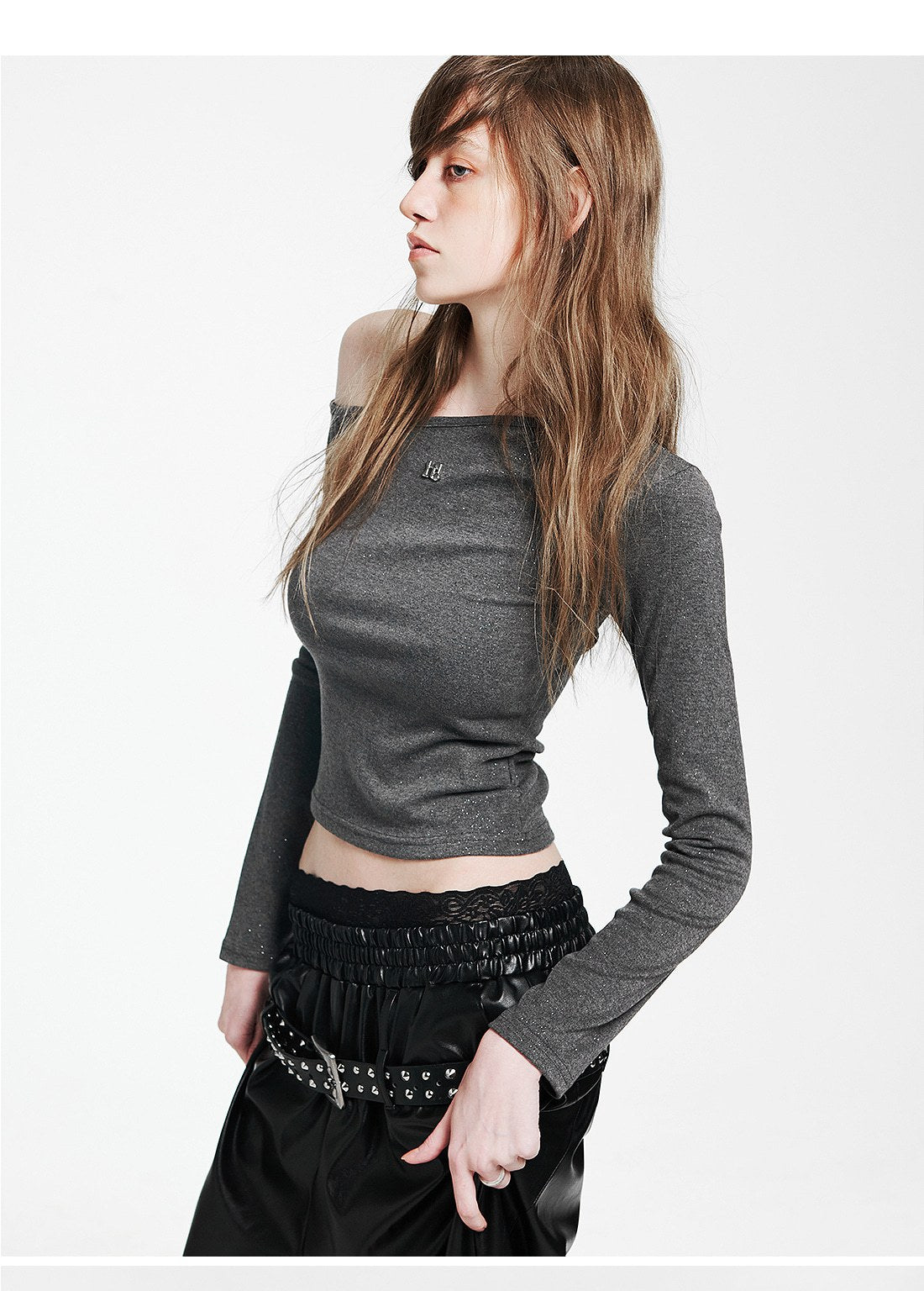 Holy symbol sparkle off-shoulder GRAY