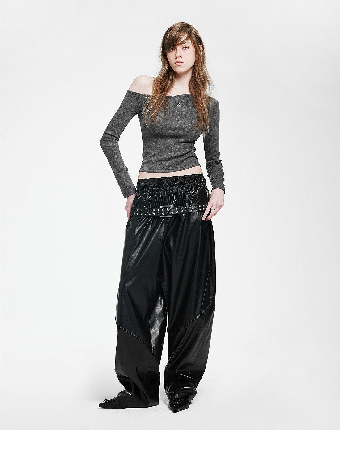 Holy symbol sparkle off-shoulder GRAY