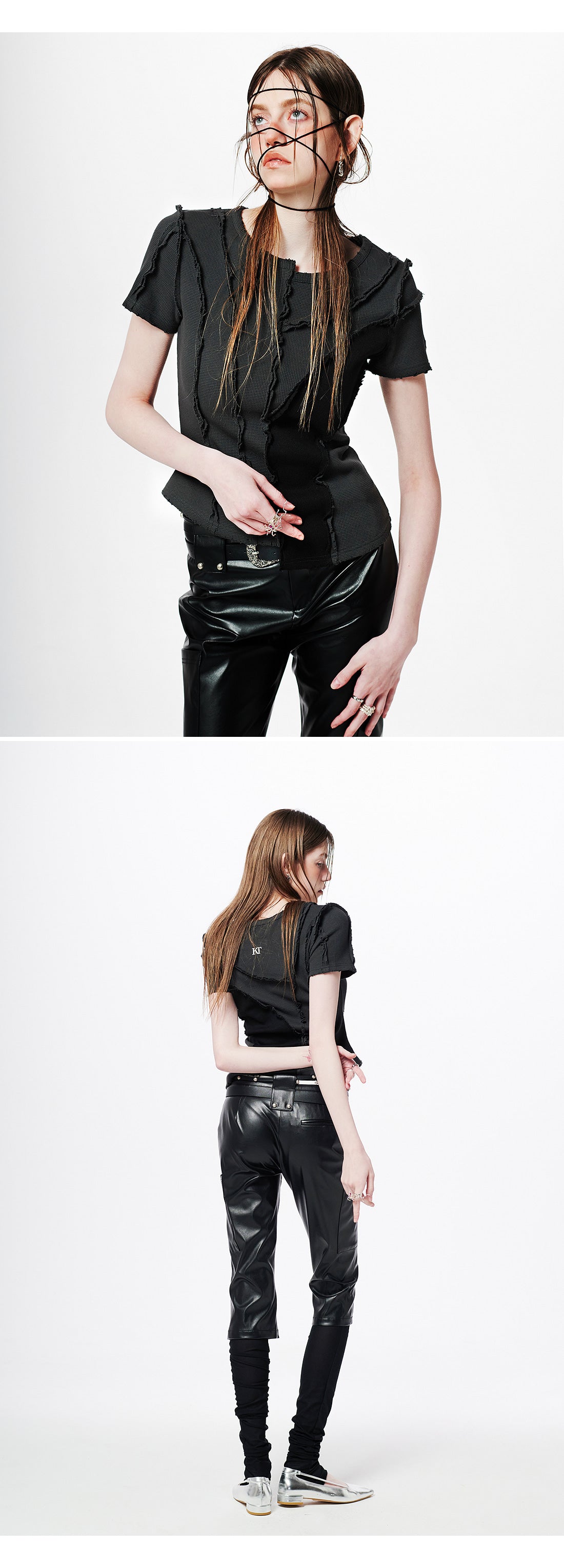 Asymmetric Layered Wave Cut T-Shirt