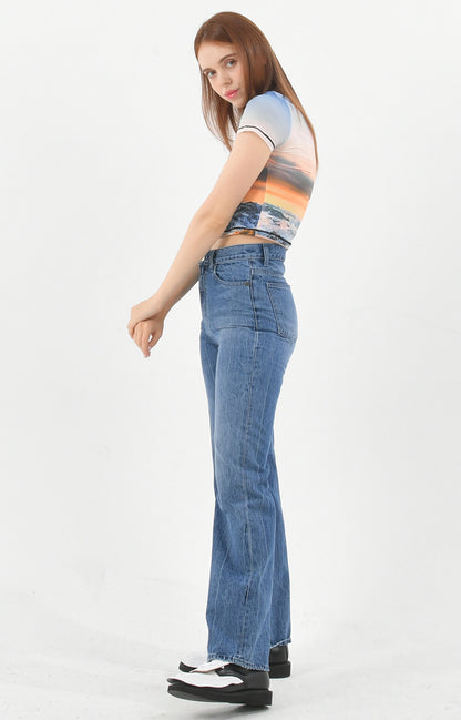 PRINT SHORT SLEEVE CROP T-SHIRT_[SUNSET]