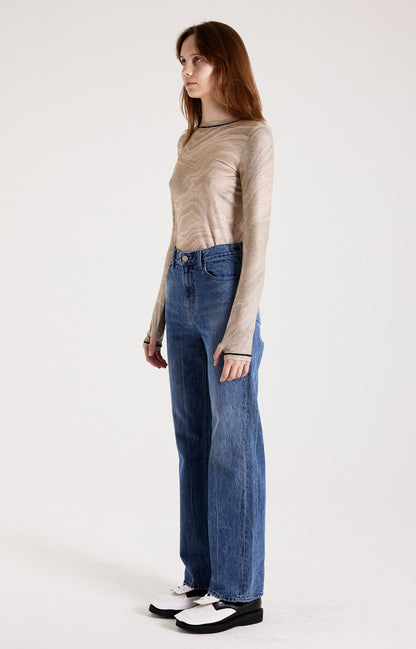 PRINT LONG SLEEVE ROUND T-SHIRT_[SAND]