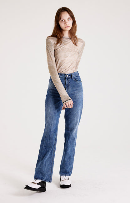 PRINT LONG SLEEVE ROUND T-SHIRT_[SAND]