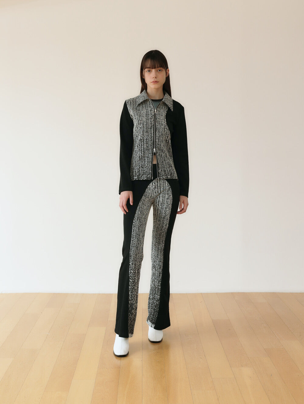JACQUARD LOW RIZE BANDING PANTS_ SEMI BOOTS CUT