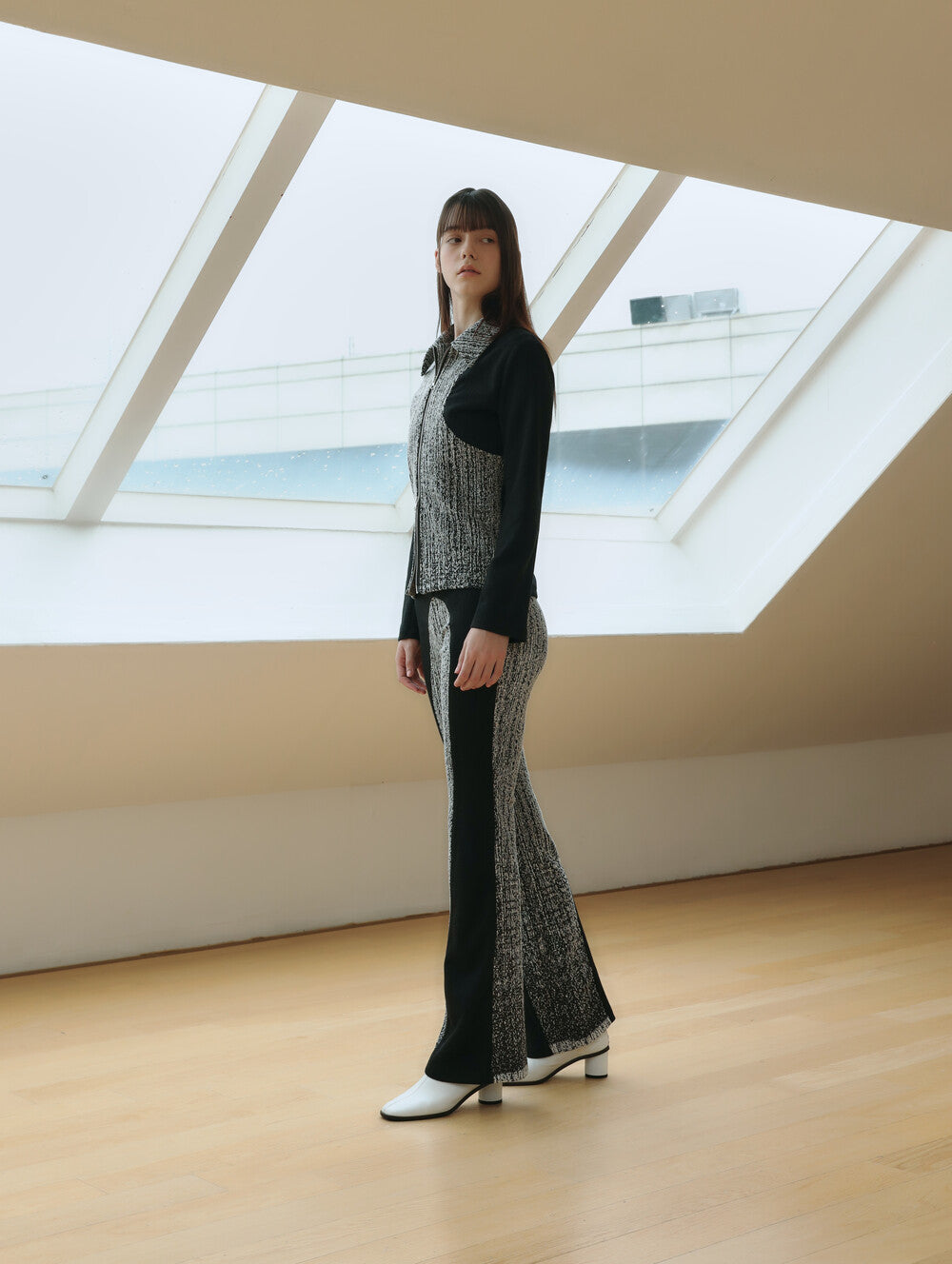 JACQUARD LOW RIZE BANDING PANTS_ SEMI BOOTS CUT