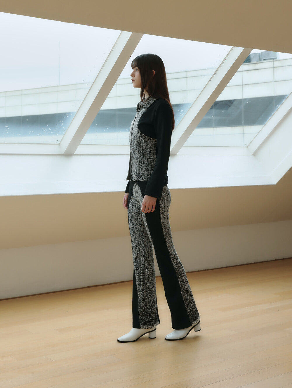 JACQUARD LOW RIZE BANDING PANTS_ SEMI BOOTS CUT