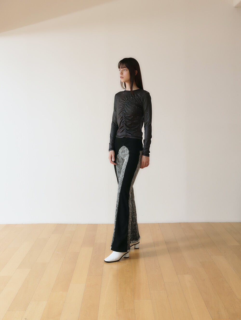 JACQUARD LOW RIZE BANDING PANTS_ SEMI BOOTS CUT
