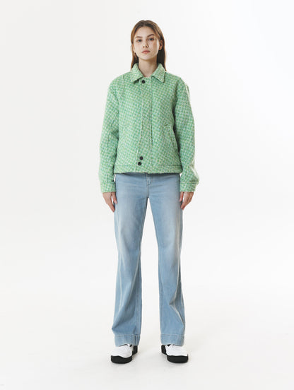 CHECK WOOL & ALPACA JACKET GREEN