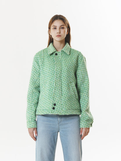 CHECK WOOL & ALPACA JACKET GREEN