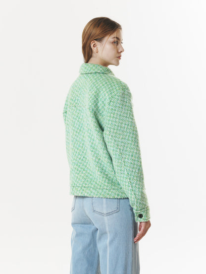 CHECK WOOL & ALPACA JACKET GREEN