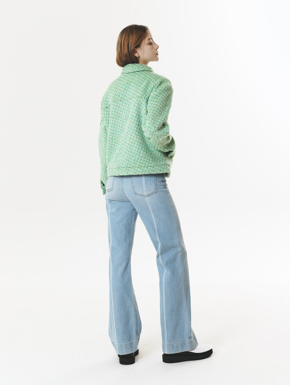 CHECK WOOL & ALPACA JACKET GREEN