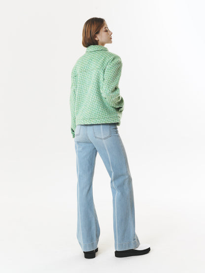 CHECK WOOL & ALPACA JACKET GREEN