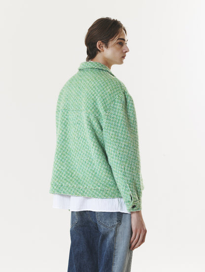 CHECK WOOL & ALPACA JACKET GREEN