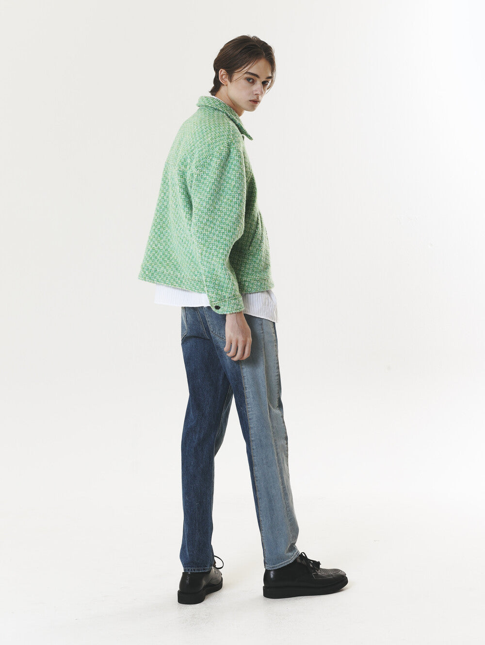 CHECK WOOL & ALPACA JACKET GREEN