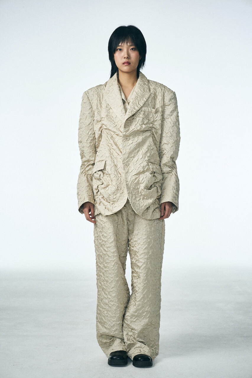 SHIRRING RAINDROP JACKET_BEIGE
