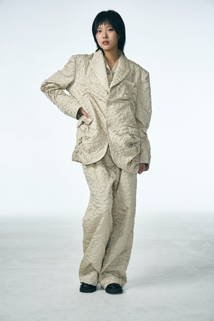 SHIRRING RAINDROP JACKET_BEIGE