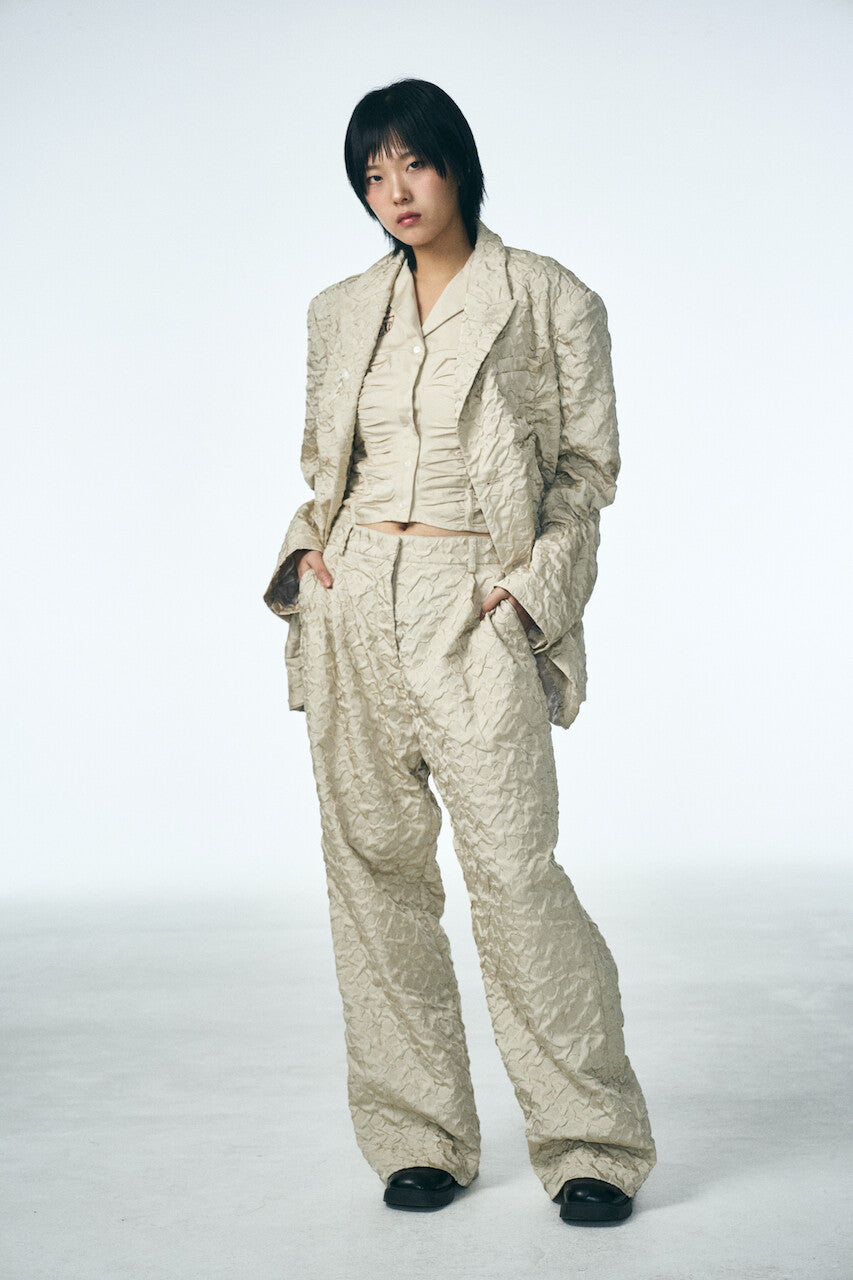 SHIRRING RAINDROP JACKET_BEIGE