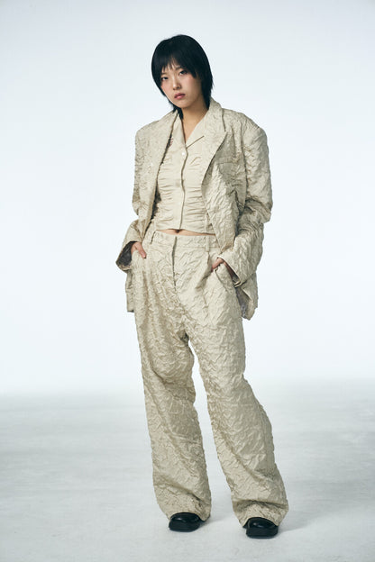 SHIRRING RAINDROP JACKET_BEIGE