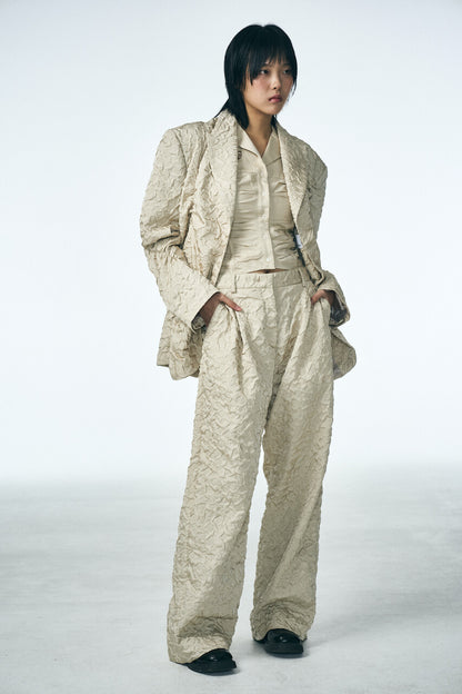 SHIRRING RAINDROP JACKET_BEIGE