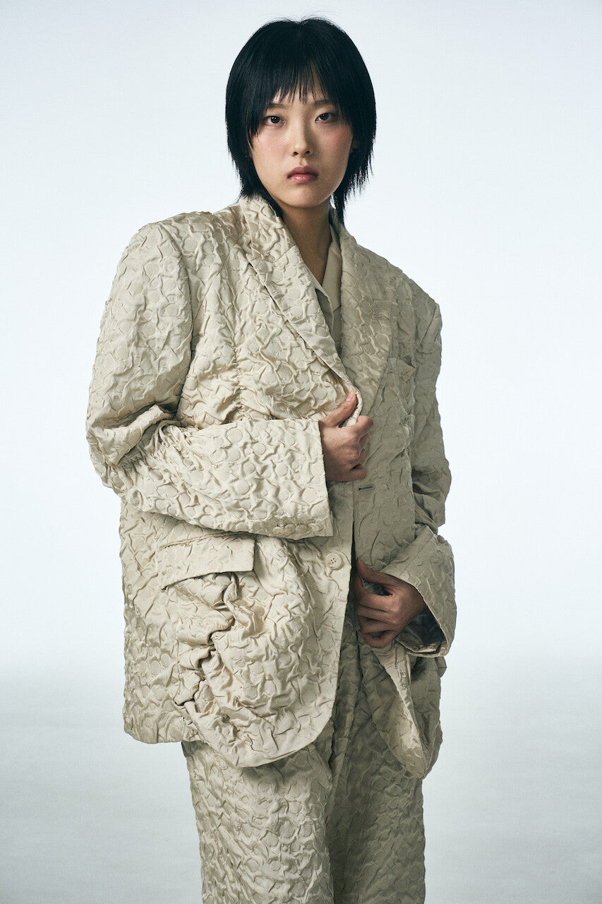 SHIRRING RAINDROP JACKET_BEIGE