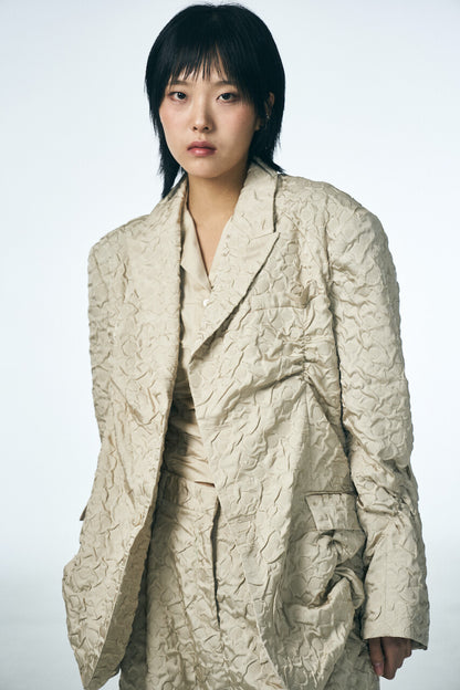SHIRRING RAINDROP JACKET_BEIGE