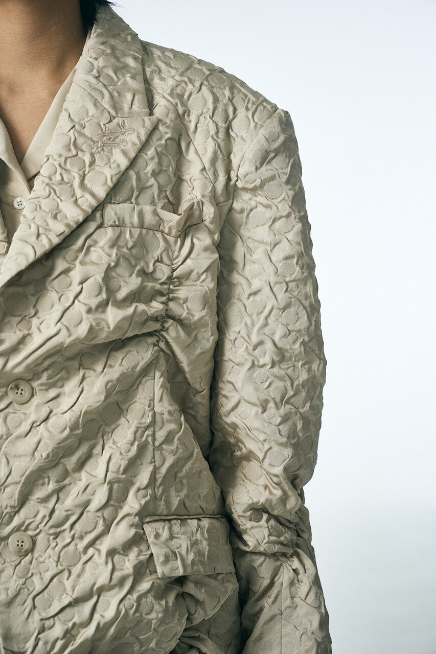 SHIRRING RAINDROP JACKET_BEIGE