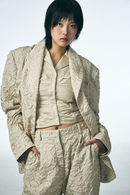 SHIRRING RAINDROP JACKET_BEIGE