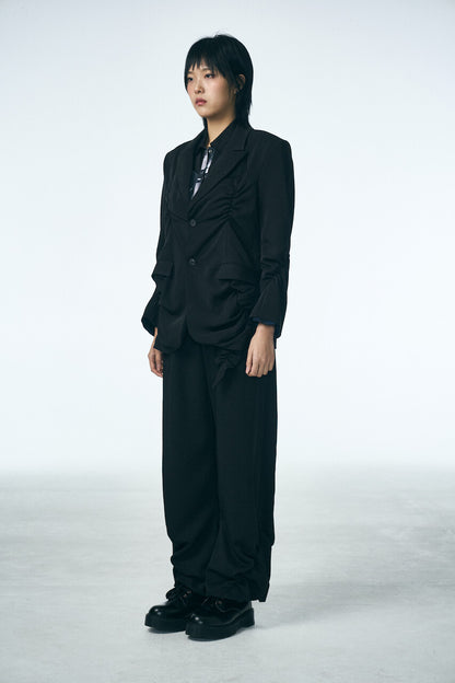 SHIRRING SINGLE JACKET_BLACK