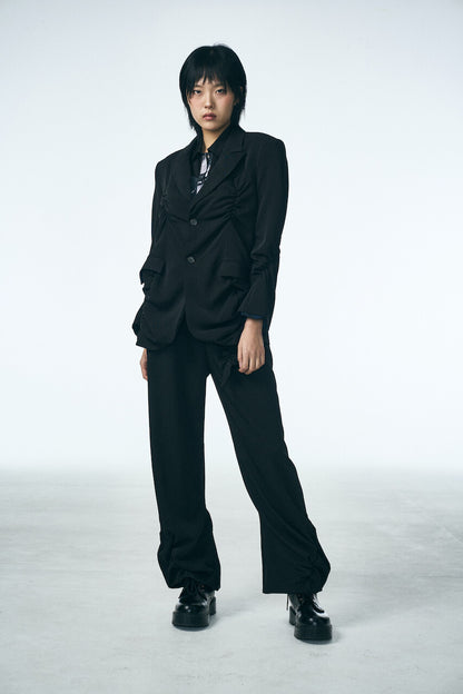 SHIRRING SINGLE JACKET_BLACK
