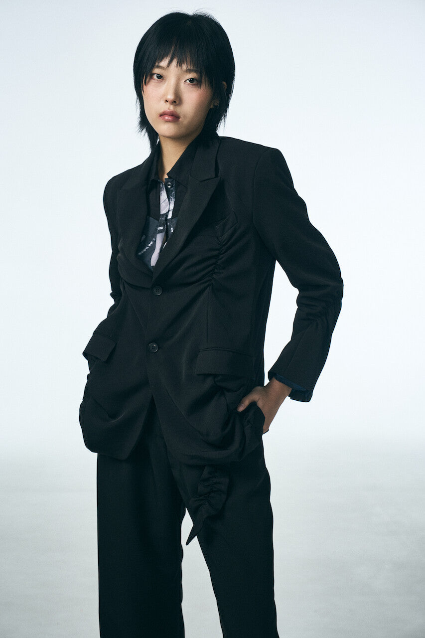 SHIRRING SINGLE JACKET_BLACK