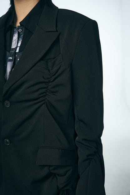 SHIRRING SINGLE JACKET_BLACK