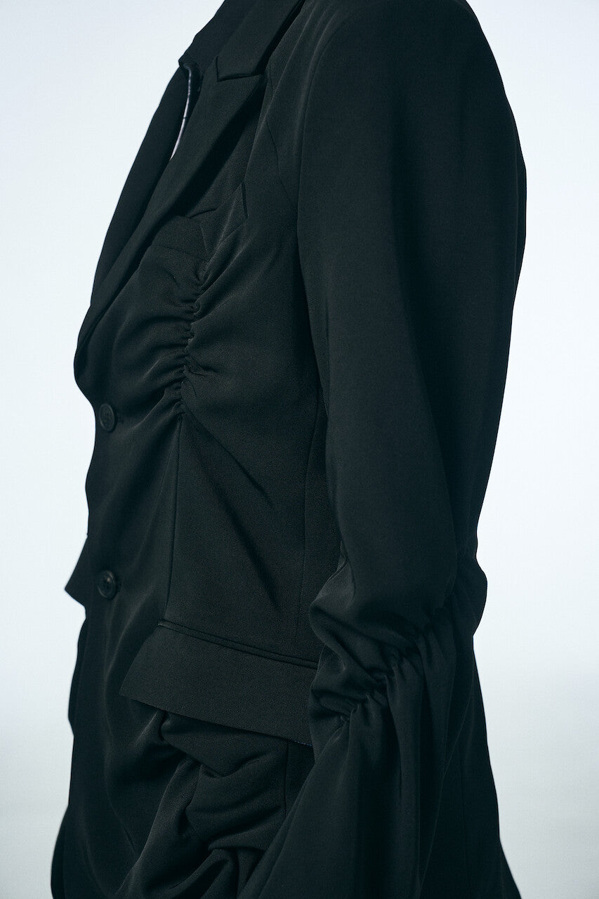 SHIRRING SINGLE JACKET_BLACK