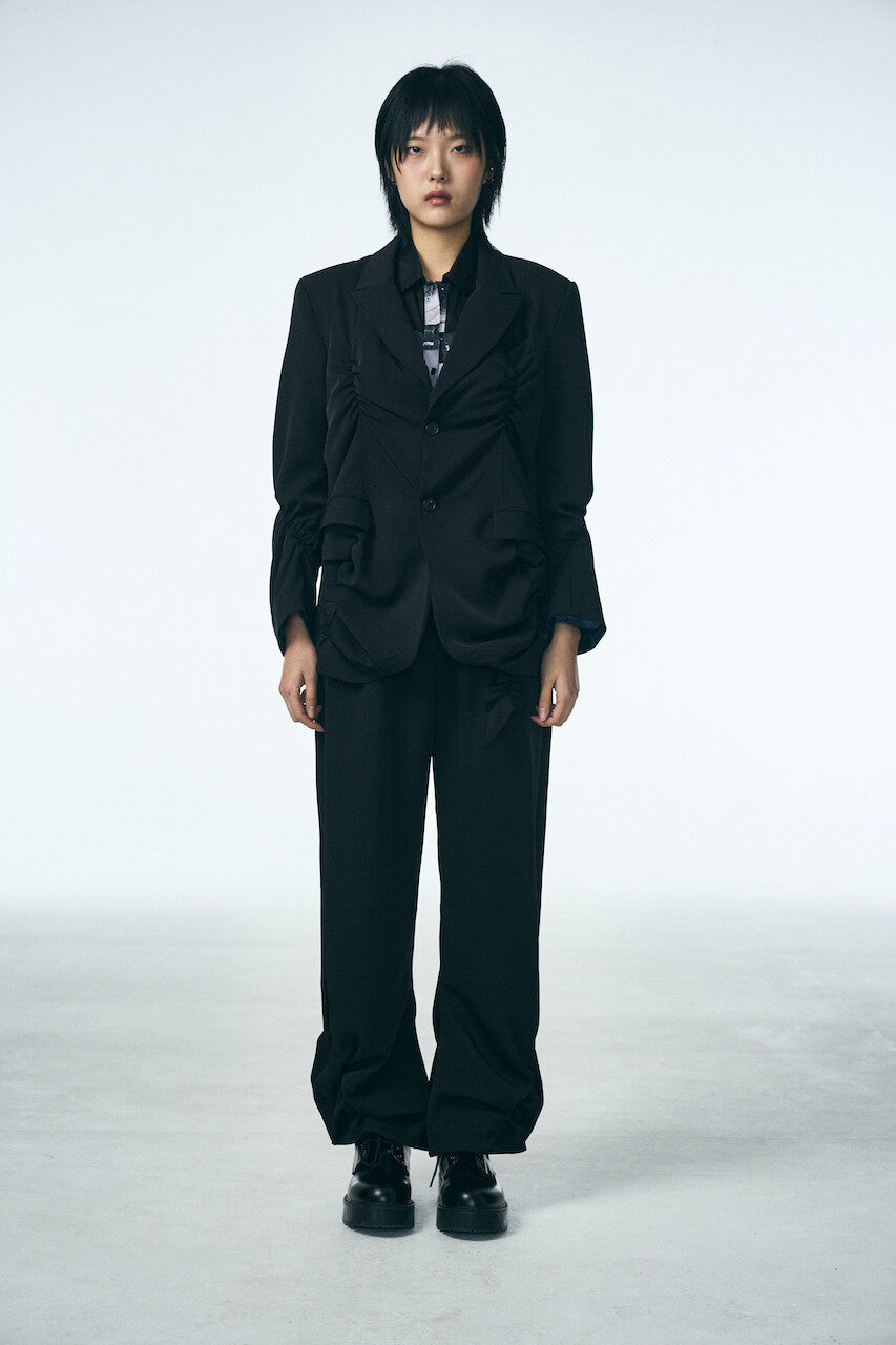 SHIRRING SINGLE JACKET_BLACK