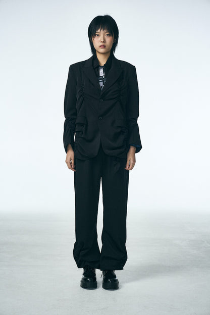 SHIRRING SINGLE JACKET_BLACK