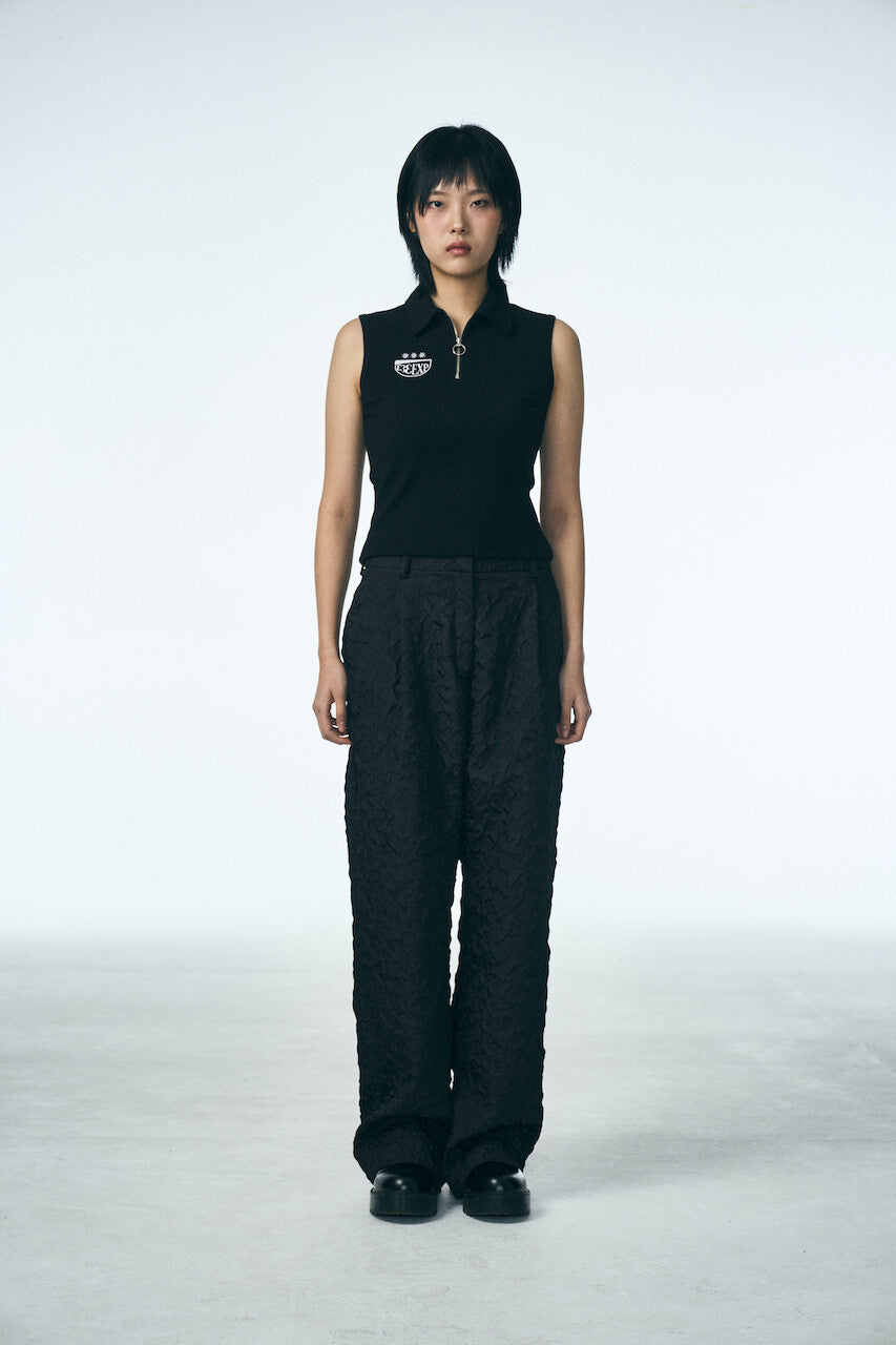 SHIRRING RAINDROP PANTS_BLACK