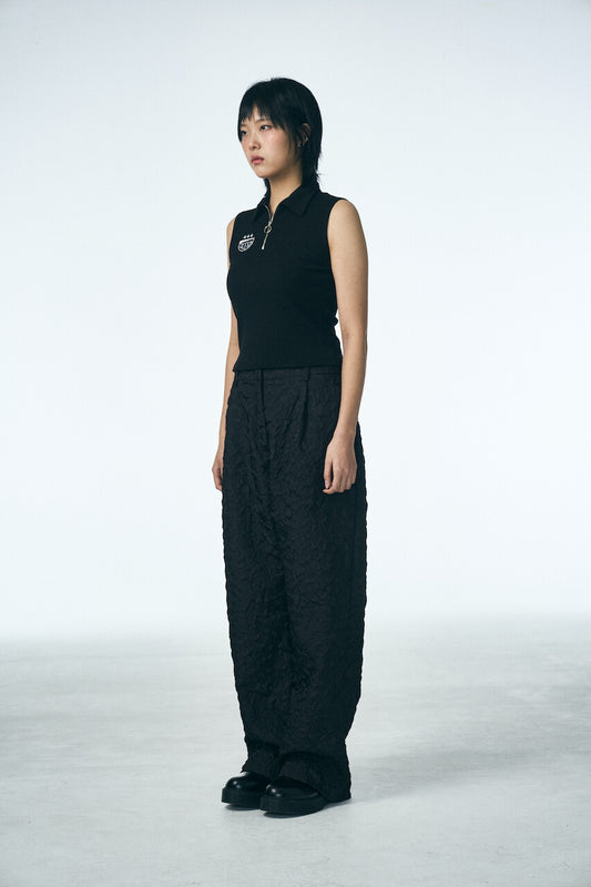 SHIRRING RAINDROP PANTS_BLACK