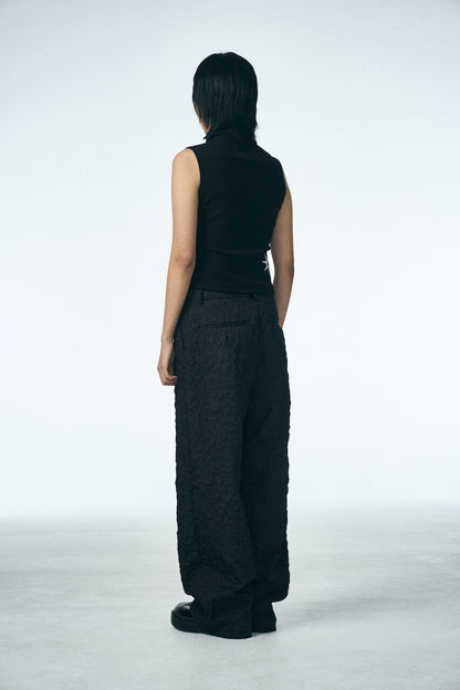SHIRRING RAINDROP PANTS_BLACK