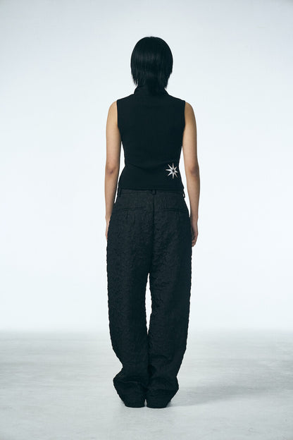 SHIRRING RAINDROP PANTS_BLACK